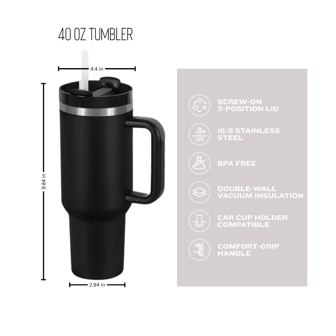 Custom Engraved 40 oz Stainless Steel Tumbler