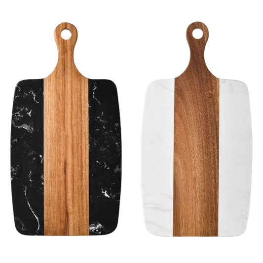Wood and Marble Cutting Board with Handle