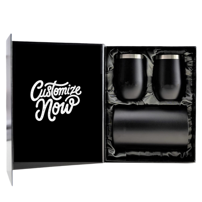 Stemless Wine Glasses with Lid & Insulated Wine Tumbler Chiller Bucket