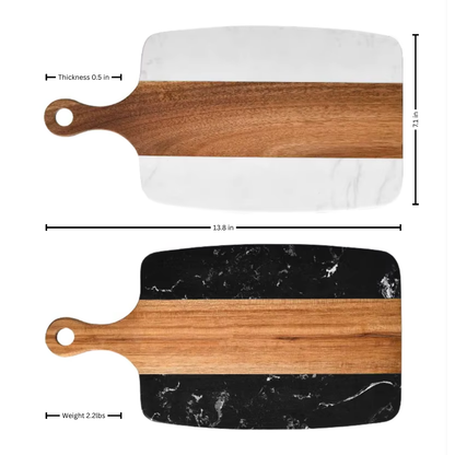 Wood and Marble Cutting Board with Handle