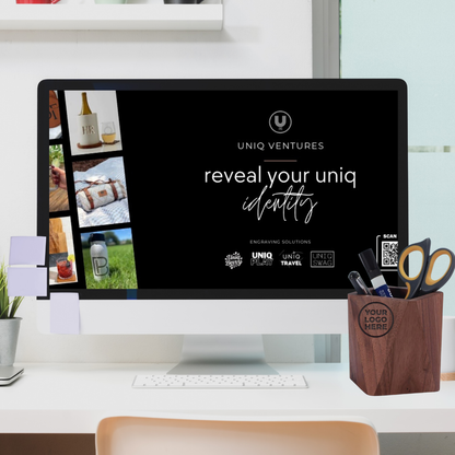 Walnut Wooden Desk Organization Pen Holder