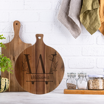 Round Wood Cutting Board With Handle